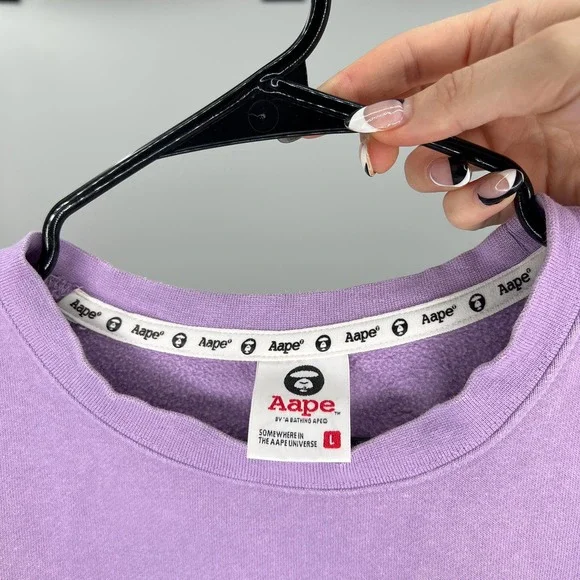 Bathing Ape BAPE Lavender Purple Crew Neck L - Picture 7 of 8